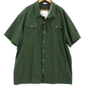 DK Shirt Mens Brown Shot Sleeve Button Down Outdoor Hiking Polyester Size 3XL